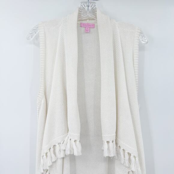 Lilly Pulitzer Abbott Sweater Vest Fringe Boho Preppy Tassel White Womens Size S - Picture 4 of 10